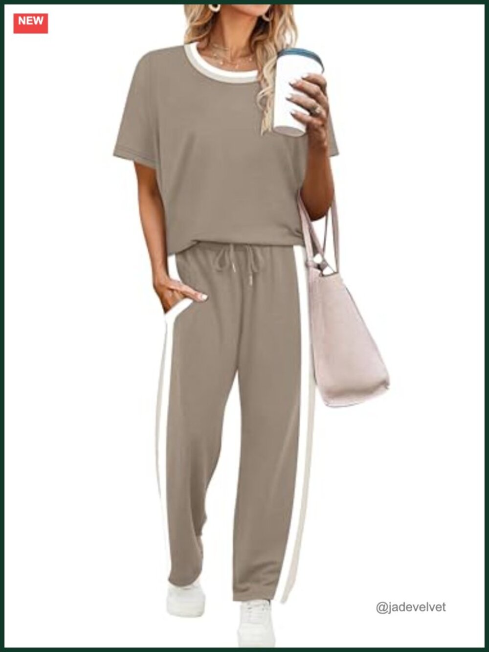 2 Piece Lounge Set Women Short Sleeve Wide Leg Pants with Pockets Summer